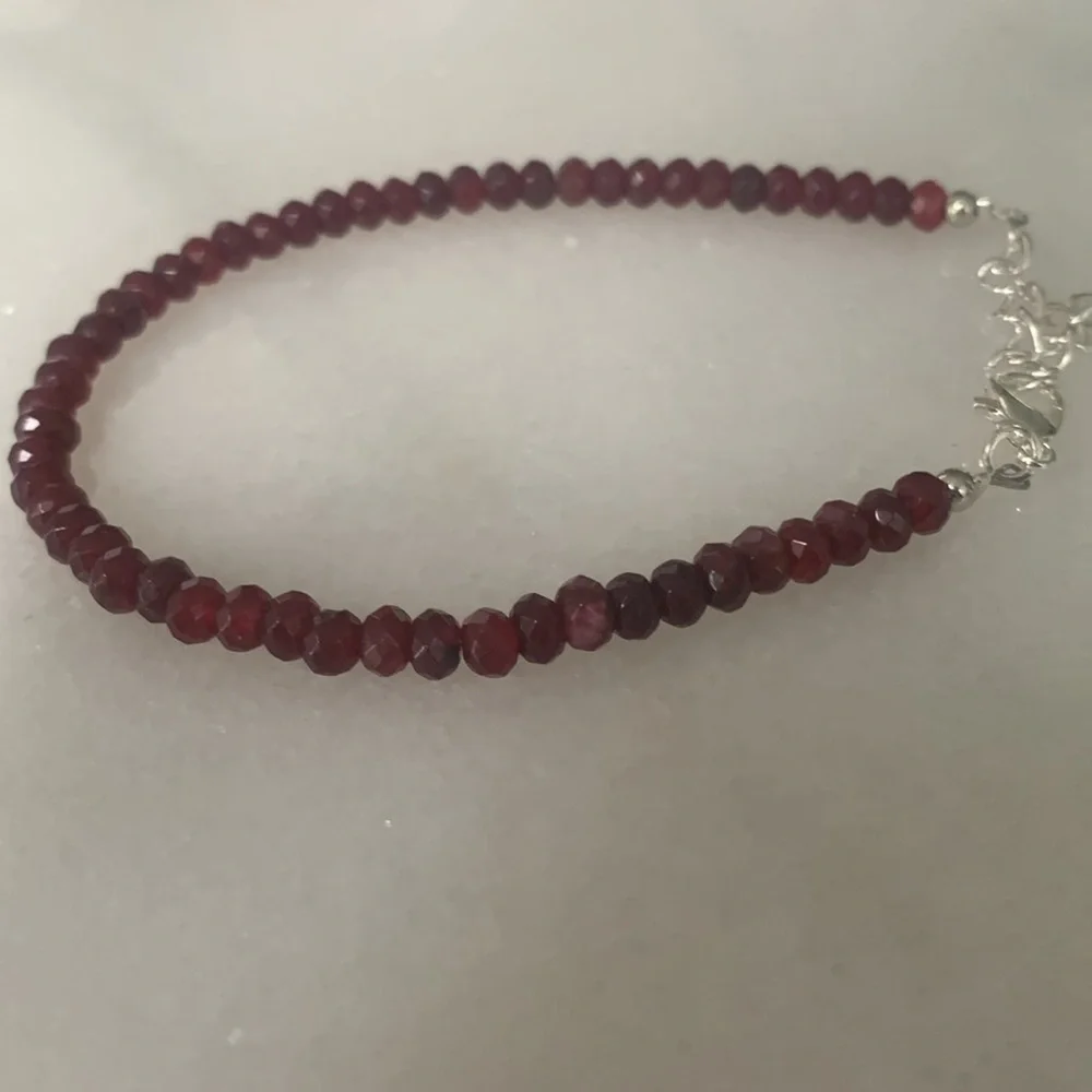 ✨ NEW Real Ruby Tennis Bracelet ✨ Adjustable 7-9” | Sterling Silver Plated